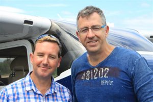 Early days of flying for student pilot Brett (left), and lapsed PPL Martin, loving the experience of getting away from the Sydney basin and testing out their nav skills.