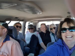 Very squished car trip for the girls into Warrawong at Wilcannia.